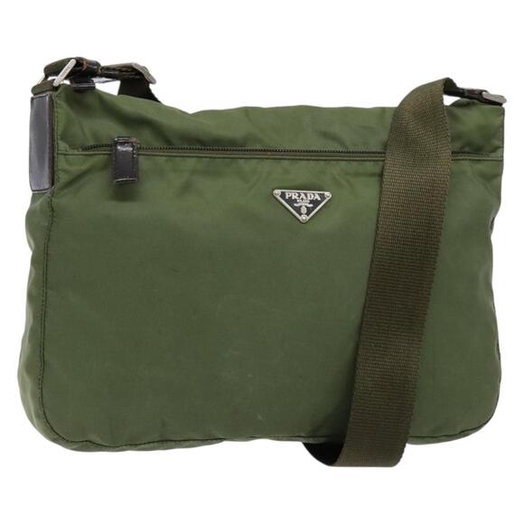 PRADA Shoulder Bag Nylon Khaki Silver - Picture 1 of 13